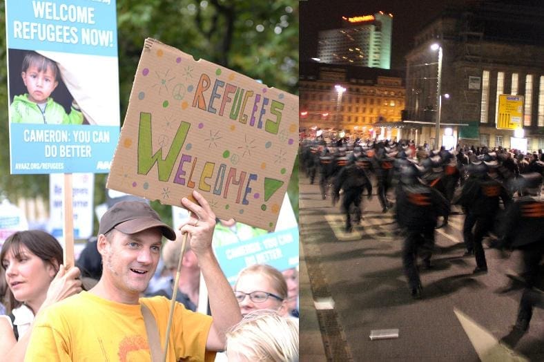 Which protests are morally better? The ones welcoming refugees, or the ones rejecting them.