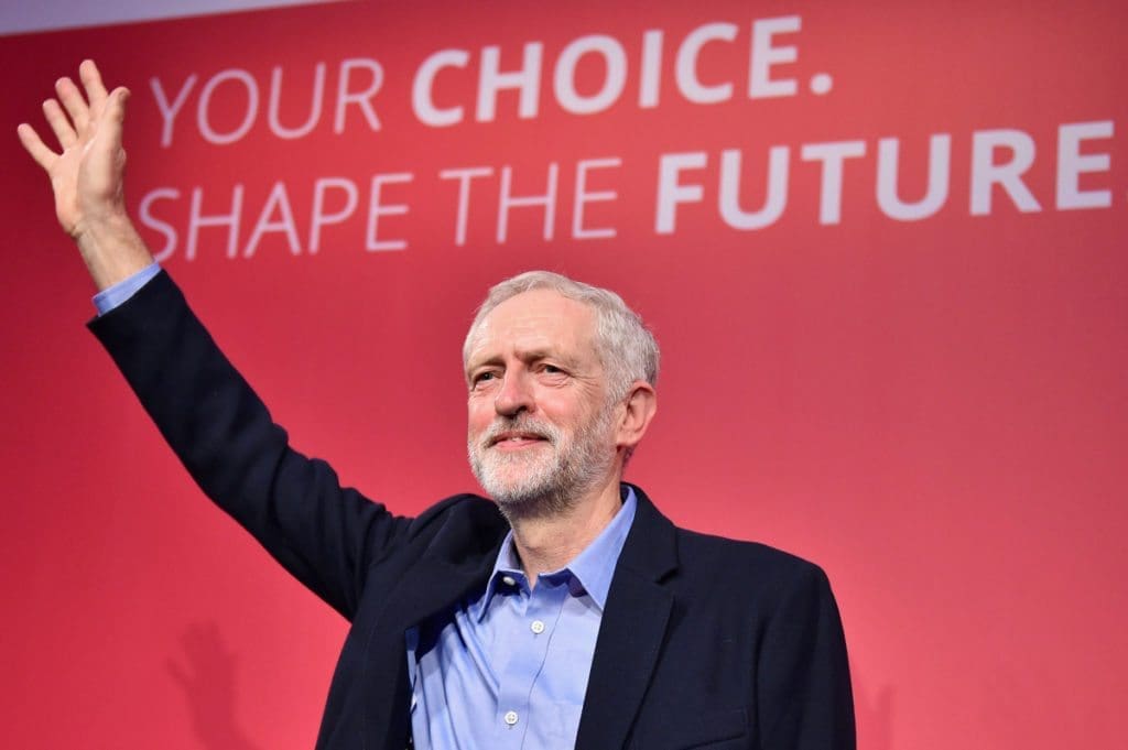 LONDON, ENGLAND - SEPTEMBER 12:  Jeremy Corbyn is announced as the new leader of the Labour Party at the Queen Elizabeth II conference centre on September 12, 2015 in London, England. Mr Corbyn was announced as the new Labour leader today following three months of campaigning against fellow candidates ministers Yvette Cooper and Andy Burnham and shadow minister Liz Kendall. The leadership contest comes after Ed Miliband's resignation following the general election defeat in May. (Photo by Jeff J Mitchell/Getty Images)