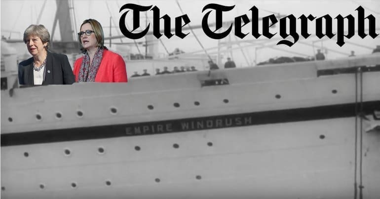 Theresa May and Amber Rudd on HMT Empire Windrush