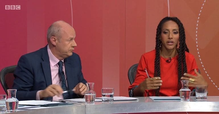 Afua Hirsch debating Damian Green on Question Time