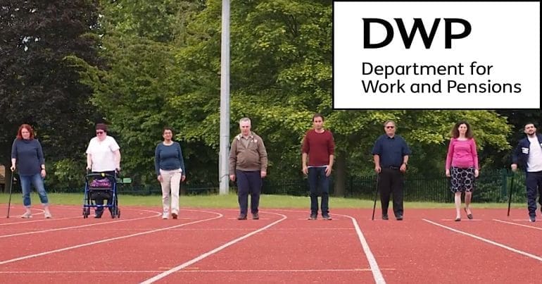 MS Society's campaign and the DWP logo