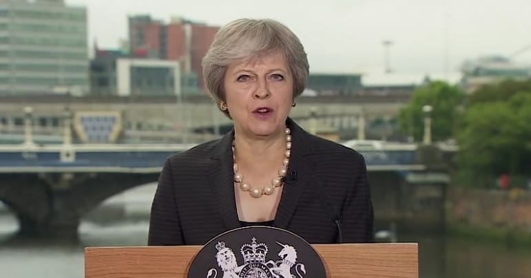 Theresa May making a speech