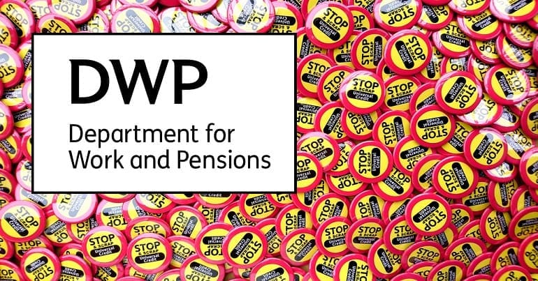 The DWP logo and Universal Credit campaign badges