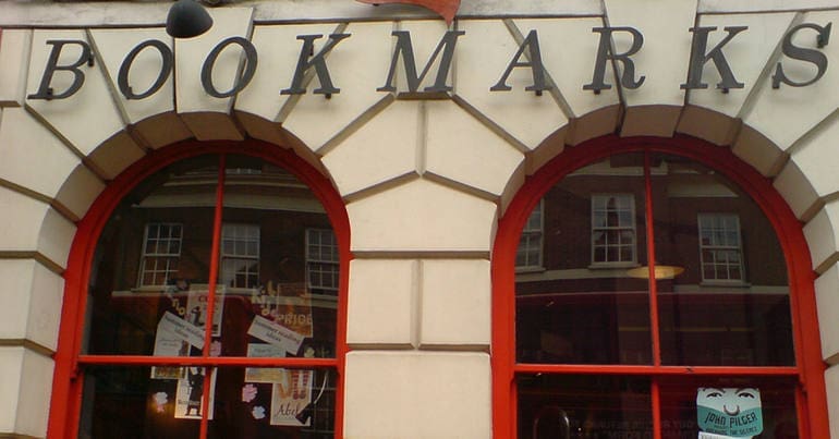 The outside of Bookmarks bookshop