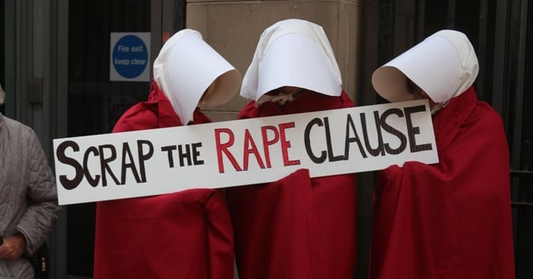 Women protesting the DWP 'rape clause' policy