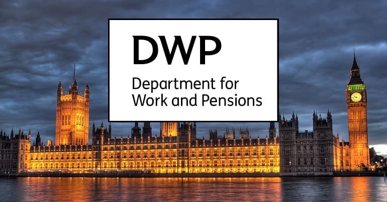 The Houses of Parliament and the DWP logo PIP benefits