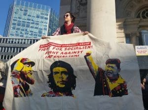 Banner of Chez and others at Bank of England