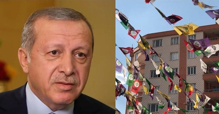 Erdogan and HDP flags