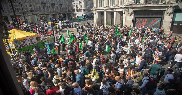 Extinction Rebellion protesters in London on Friday 19th April.