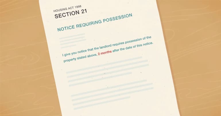 Section 21 eviction notice from animated video by Shelter