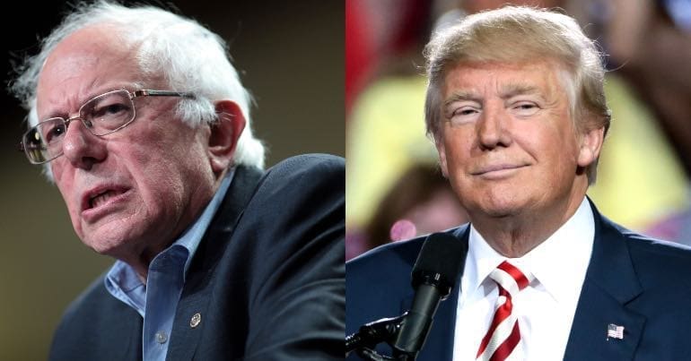 A photo of Bernie Sanders and Donald Trump