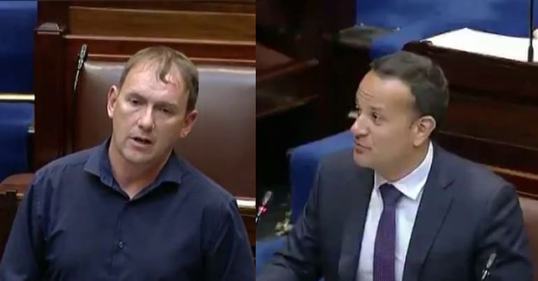 A photo of Gino Kenny and Leo Varadkar in the Irish parliament.
