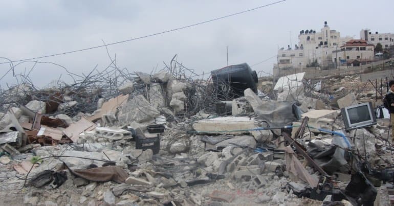 A photo of a demolished home in East Jerusalem