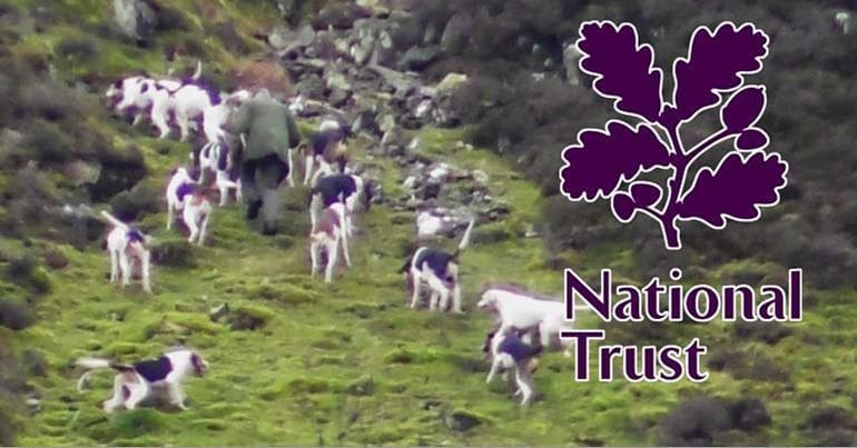 Hounds in Lake District and National Trust logo