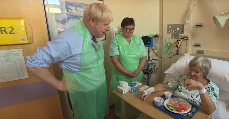 Boris Johnson at a hospital