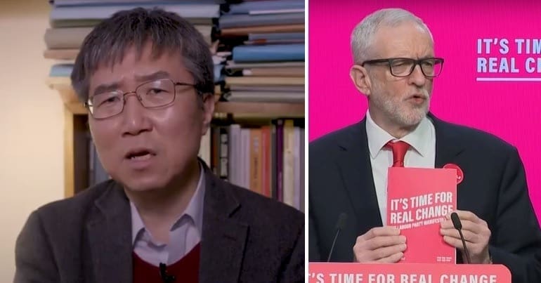 Economist Ha-Joon Chang and Jeremy Corbyn with Labour's 2019 manifesto