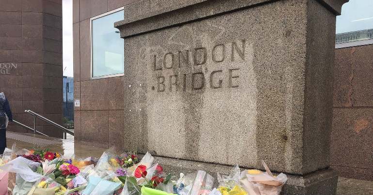 Floral tribute to the victims of London Bridge attack.
