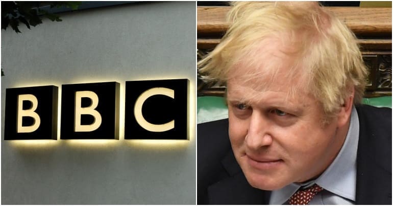 BBC logo and Boris Johnson