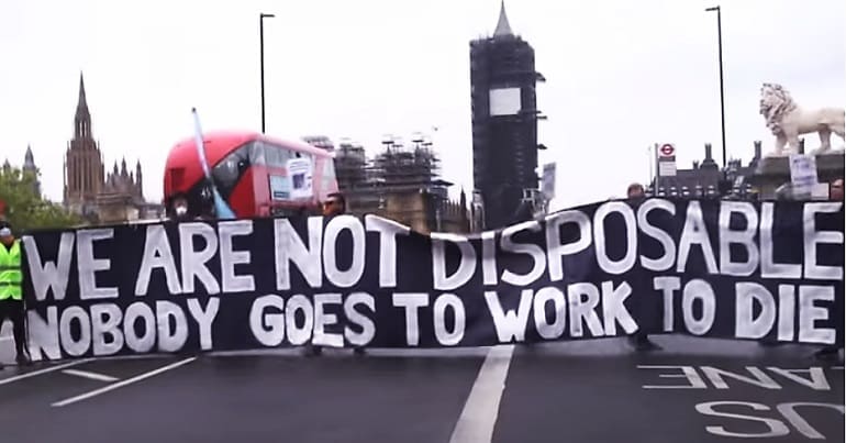 Nurses protest over PPE on Westminster Bridge