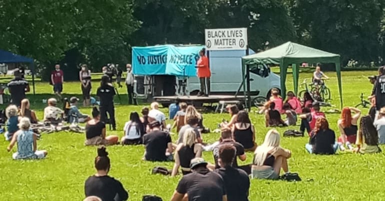 Hundreds gather for an #AllBlackLivesMatter demonstration in Bristol's Eastville Park