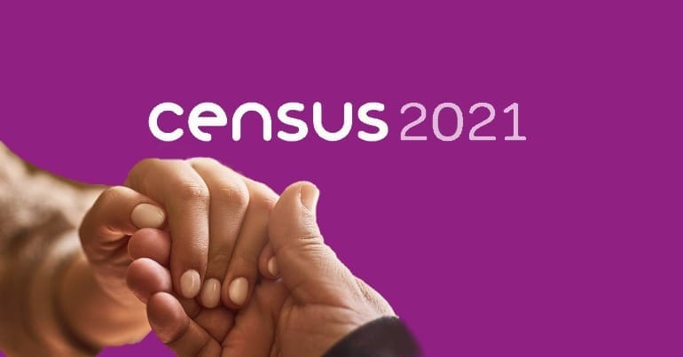 The Census Logo and people holding hands