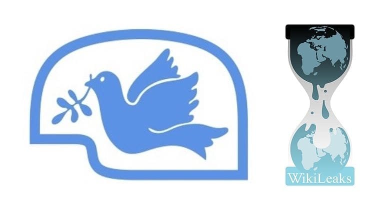 The Veterans for Peace logo and the Wikileaks logo