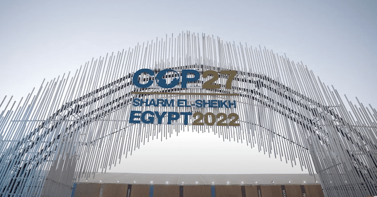 COP27 event sign in Egypt