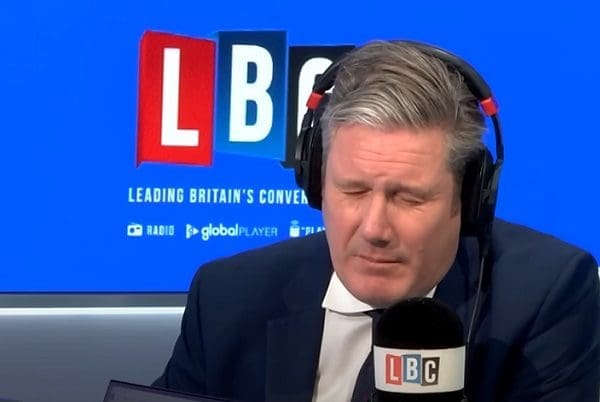 Keir Starmer with his eyes shut