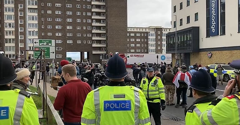 Anti-refugee protest by the far-right in Dover
