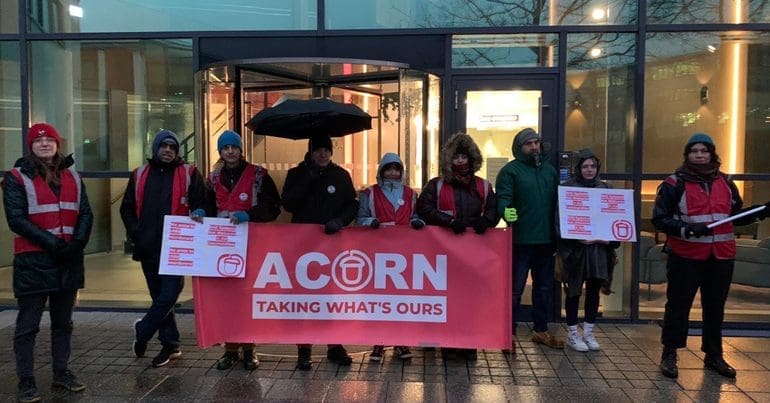 ACORN protesting arms companies Israel
