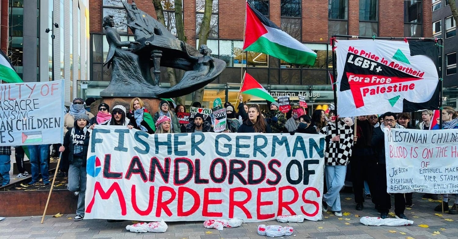 Protest in Manchester outside Fisher German office Palestine Israel