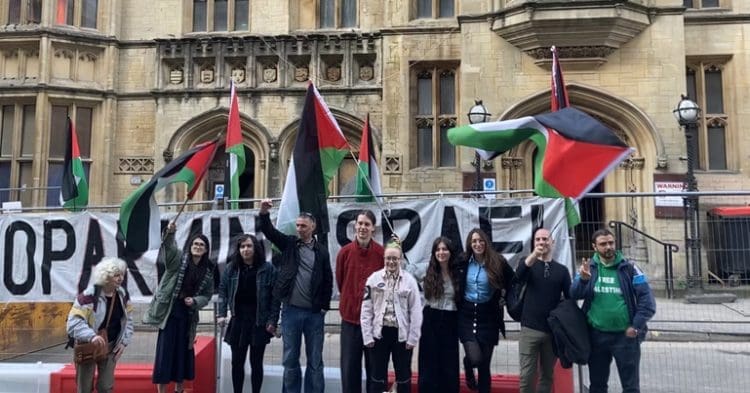 Palestine Action activists outside Bristol court Elbit Israel