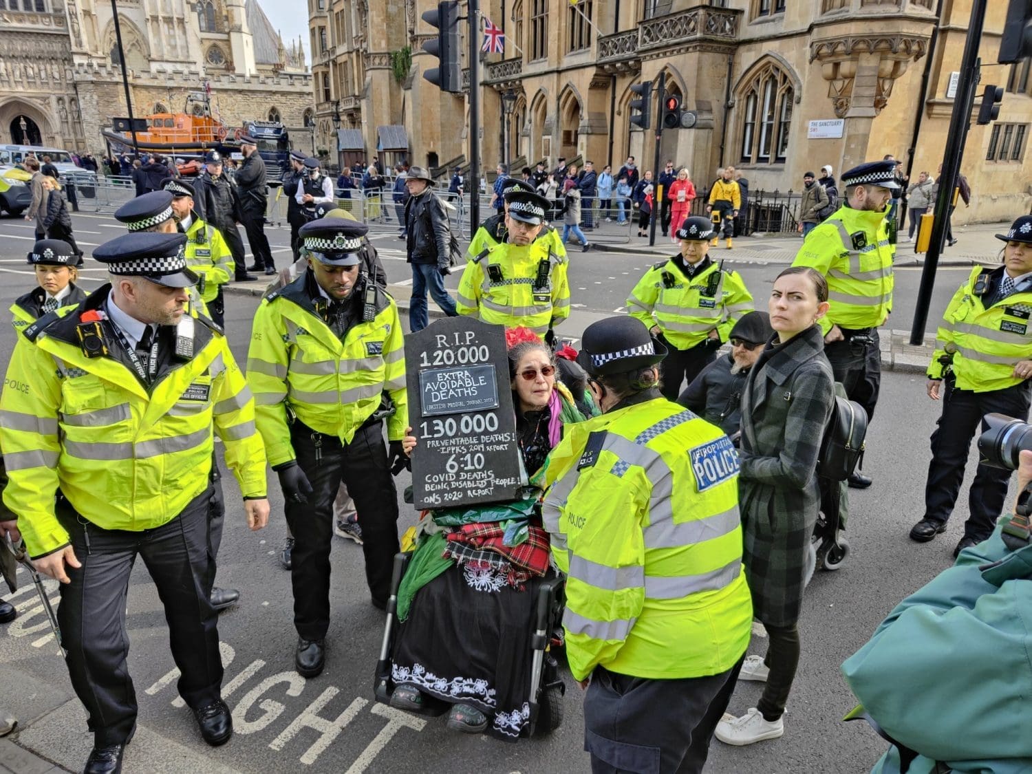 disabled person being kettled by police