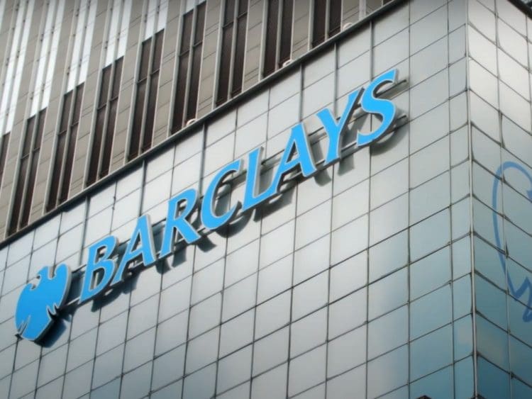 Barclays logo on the side of a building fracking