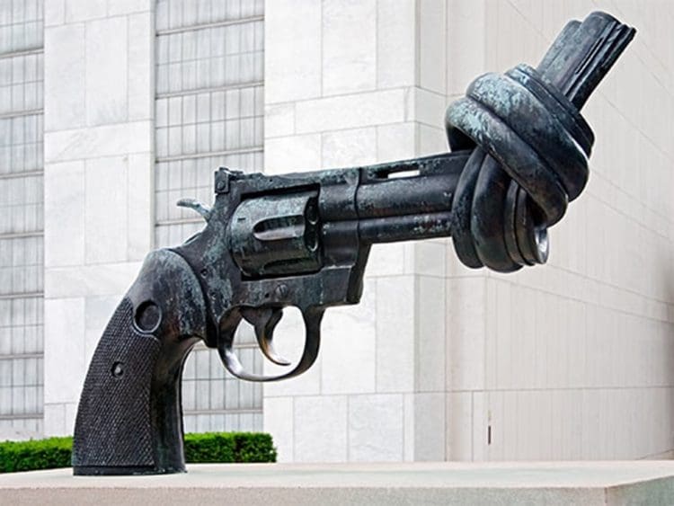Twisted gun sculpture D-Day